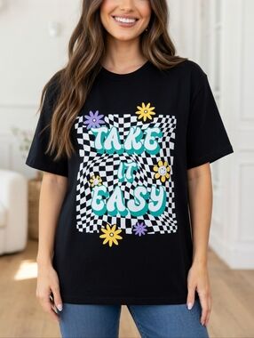 Take It Easy Black Graphic Tee